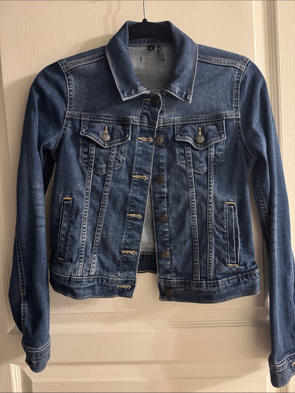 DKNY Blue Washed Denim Jacket with Button Front